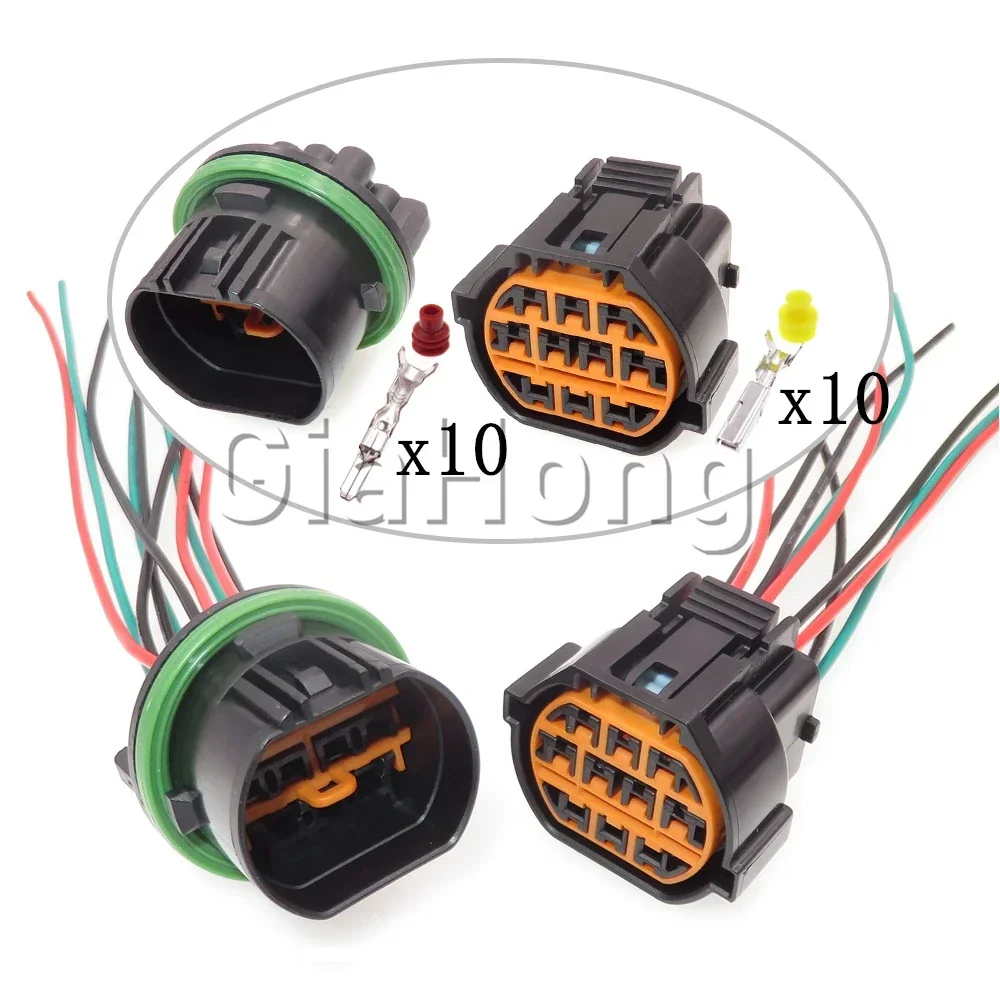 1 Set 10 Ways AC Assembly Car Sealed Connector Assembly Auto Male Female Socket HP066-10021 HP076-10100 For HYUNDAI GL221-10021