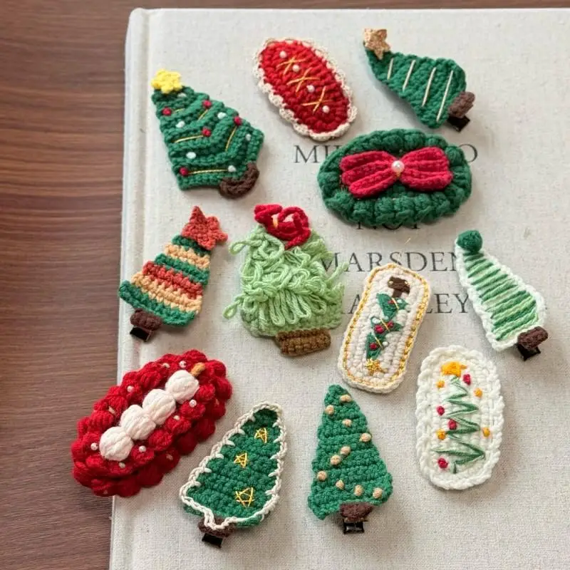 Niedliche Weihnachtsgarn-Haarspangen für Kinder, Pony, Haarnadel, Kopfbedeckung, lustiger Haarschmuck mit Weihnachtsmotiv