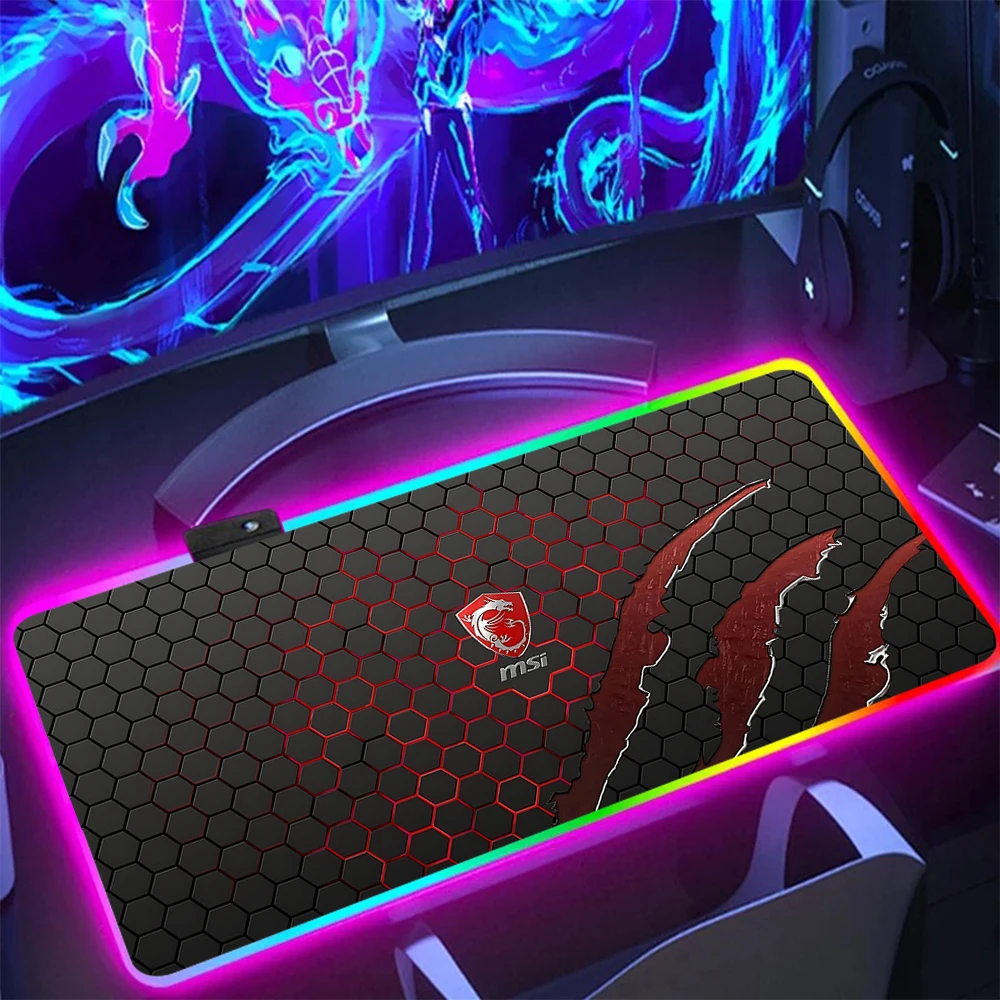 

M-msi RGB Pc Gamer Keyboard Mouse Pad Mousepad LED Glowing Mouse Mats Rubber Gaming Computer Mausepad