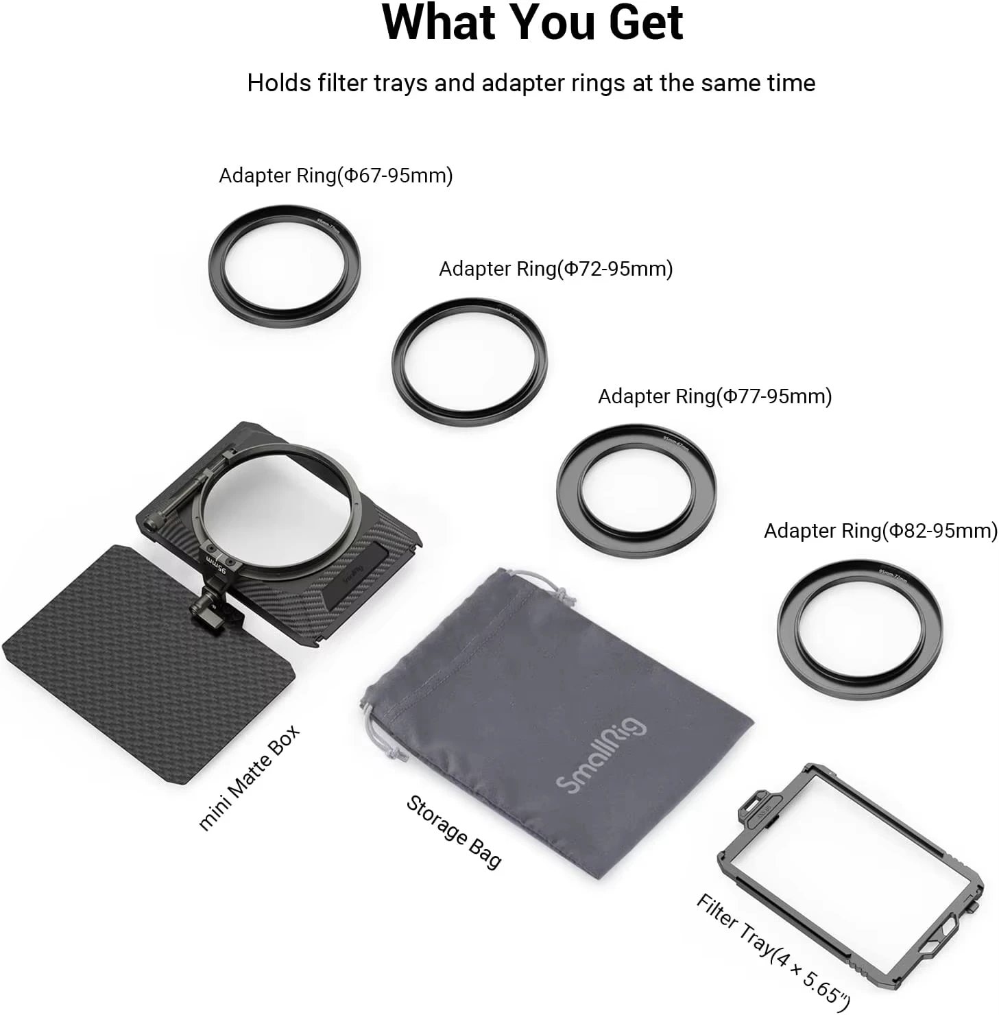 SmallRig Mini Matte Box Lite for Mirrorless DSLR Cameras w 67/72/77/82-95mm Adapter Ring for Standard 52/55/58/62/67mm lens 3575