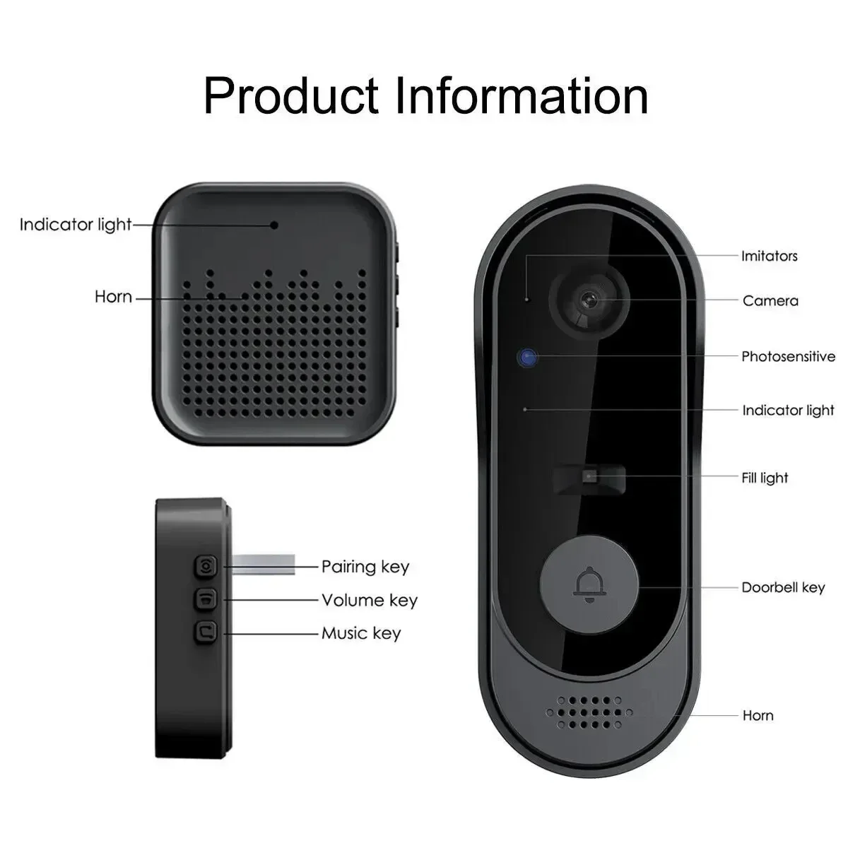 Timbre inteligente con WIFI para casa, resistente al agua, 1080P, HD, con cámara, visión nocturna IR, timbre inalámbrico, Monitor de seguridad,