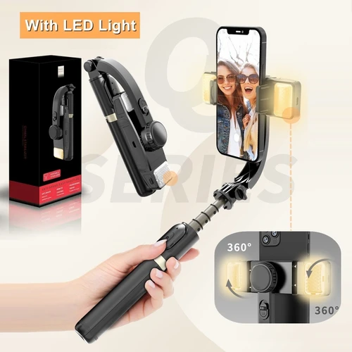 모바일 비디오 흔들림 방지 브이로그 짐벌 안정기, 라이브 블루투스 셀카봉 삼각대, 수평 및 수직 촬영 브래킷 