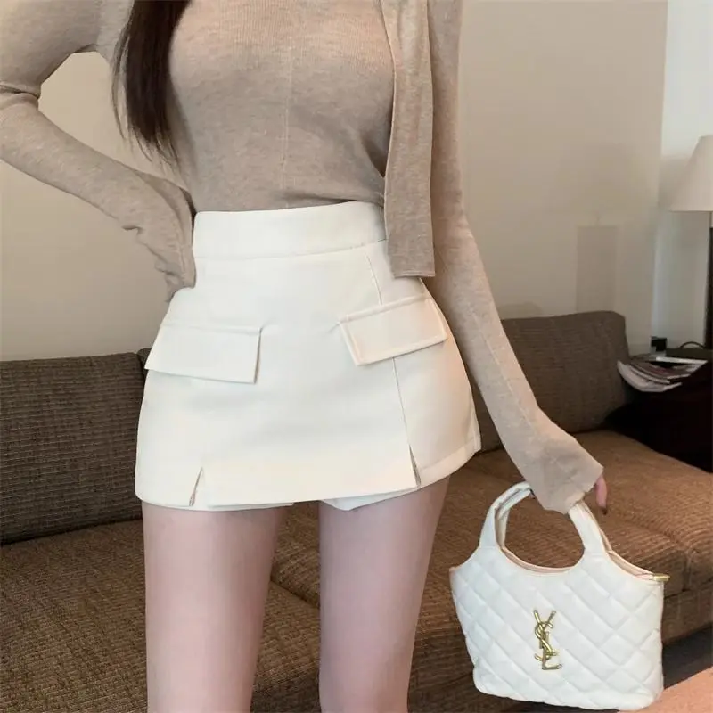 Y2k Mini Skirts Women Retro American Chic High Waisted Autumn Basic Holiday Solid Safety Elegant Faldas Hotsweet Spring Y2k Cozy