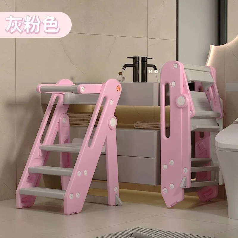 Foldable Practical Learning Tower Baby Washstand Step Stool   Ascending Footstool  Adjustable Hand Washing Stairs