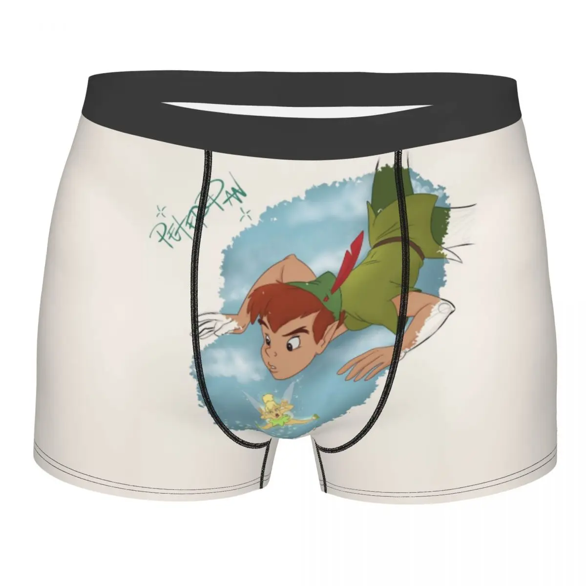 Calzoncillos tipo bóxer para hombre, ropa interior con papel tapiz de Peter Pan, pantalones cortos transpirables, calzoncillos