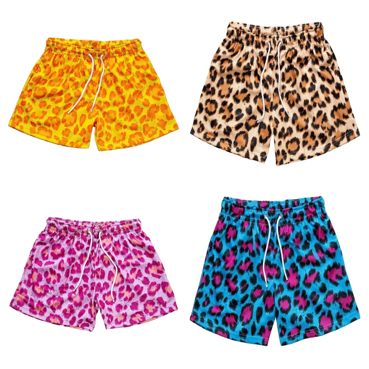 

2026summer Men's Leopard Print 3D Printed Beach Shorts Fast Drying Breathable Loose Basketball Pants Casual Fashion Sand Bottoms