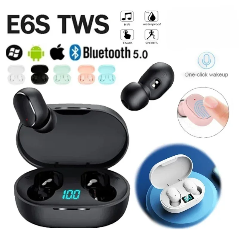 E6S TWS Bluetooth Earphones Wireless bluetooth headset Noise Cancelling Headsets With Microphone Headphones For Xiaomi Samsung