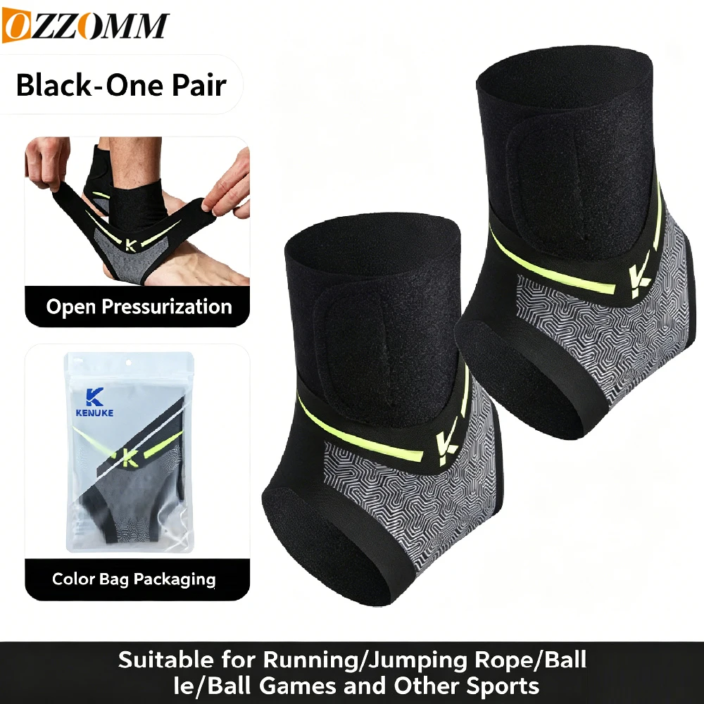 1 Pair Adjustable Elastic Ankle Support Brace,Breathable Compression Sleeve Wrap, Anti-Twist Stabilizer for Basketball Sports
