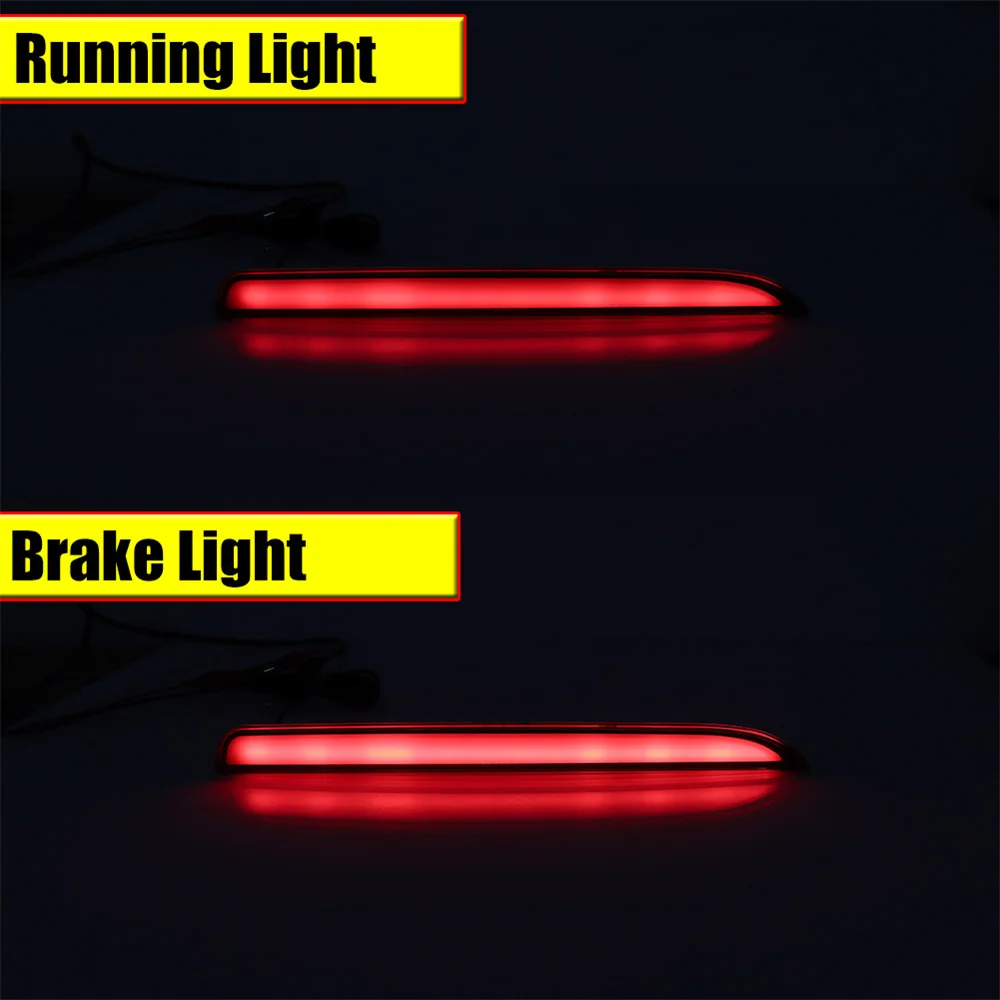 iJDM For 2016-2017 Ford Explorer 3D Optic Red Full LED Rear Bumper Reflector Lights, Function as Tail, Brake & Rear Fog Lamps