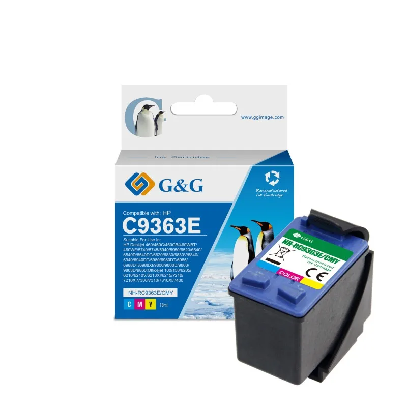 G & G HP 344 Color Ink Cartridge remanufactured-replaces C9363EE GG-344 tintasycartuchos.com