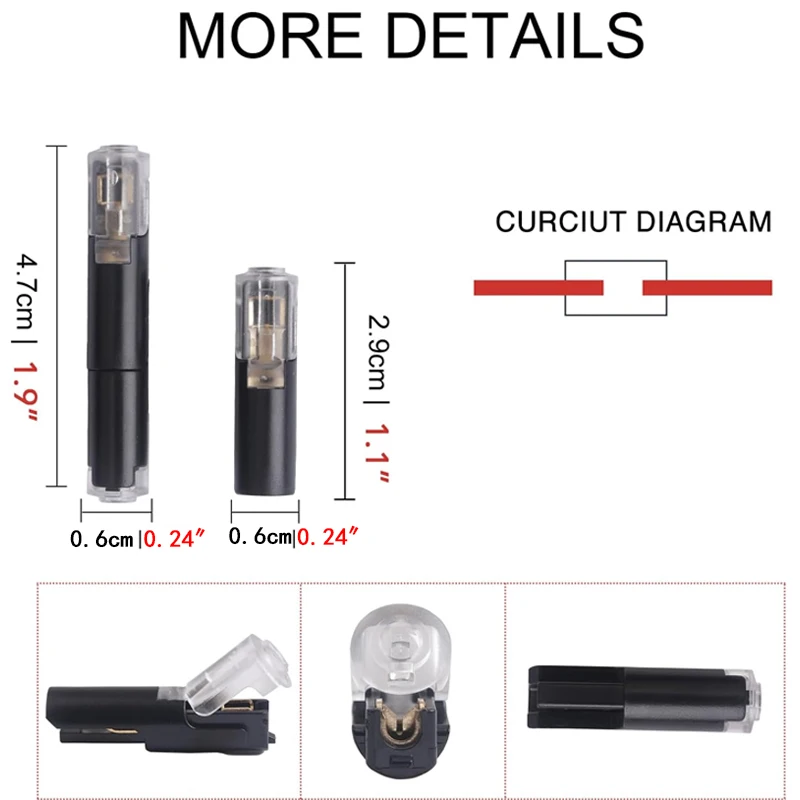 20/30/50/65Pcs 1-Way Quick Connection Cable Connector - No Soldering, Single Wire, with Locking Plug-In Type, Black and Trans