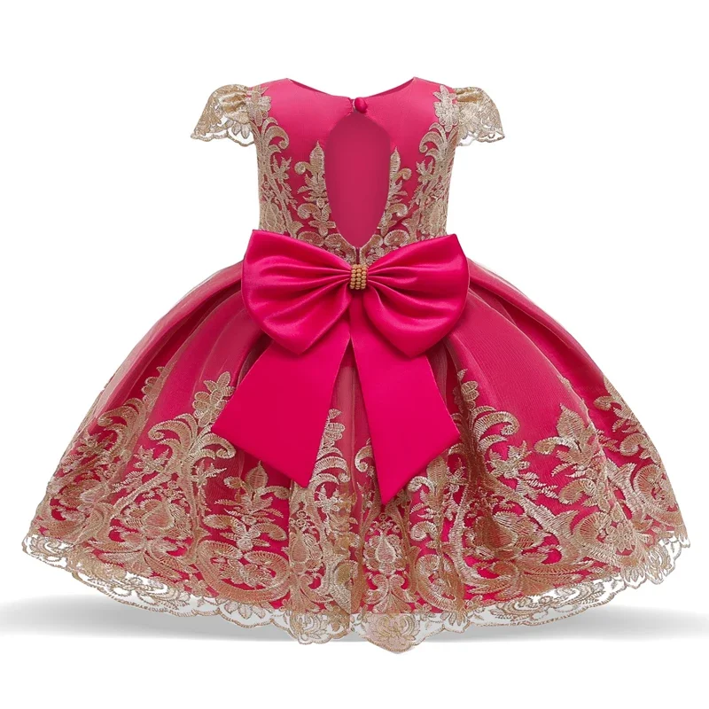 Vintage Flower Party Dresses for Girls Embroidery Luxury Lace Princess Dress Wedding Birthday Pageant Formal Gown Kids Clothes