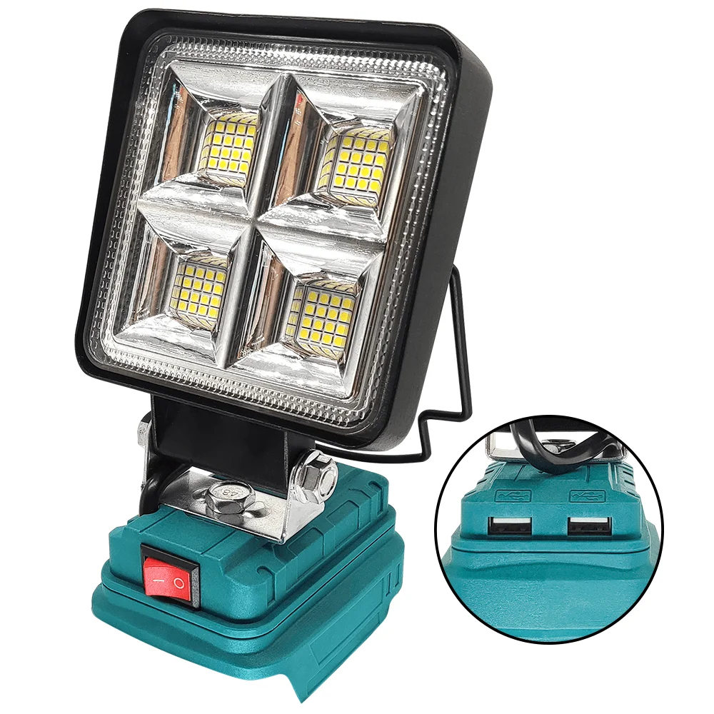 4 Inch 64 LED Cordless Work Light Portable Lantern Lighting Lamp USB Port Outdoors Spotlight For Makita 18V Battery (No Battery)