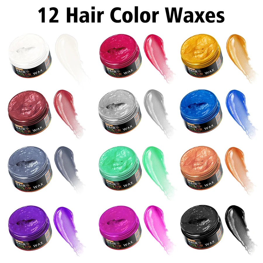 11 Colors Hair Wax Temporary for Men Dye Beard Cream One-time Molding Paste for Unisex Disposable DIY Hair Coloring Styling