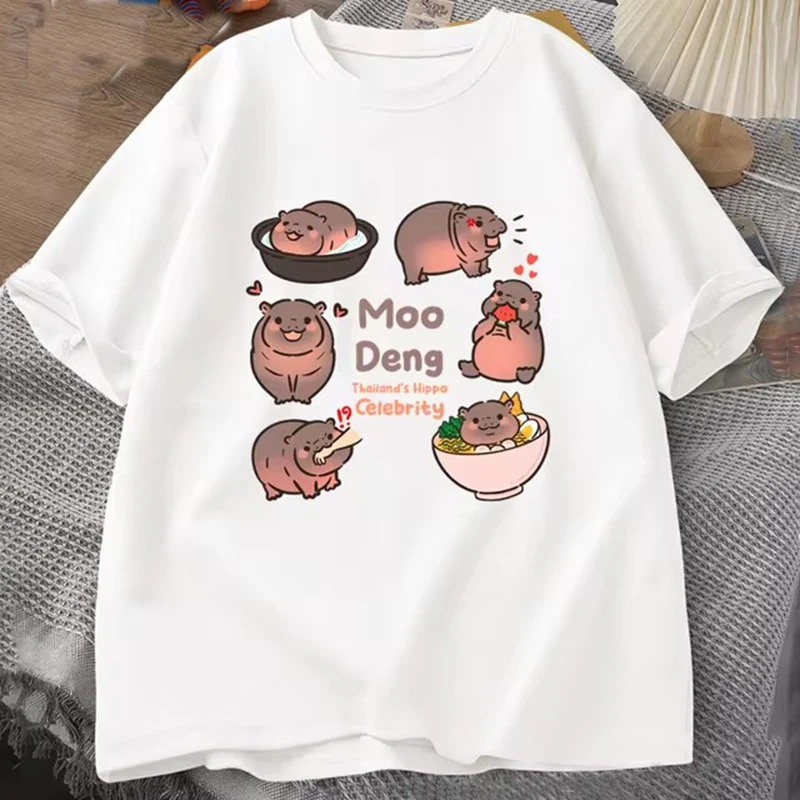 Moo Deng Bouncy Pig in Thailand Baby Hippo Khao Kheow Open Zoo T-Shirt Funny Moo Deng T Shirt Men\'s Short Sleeve Tshirt