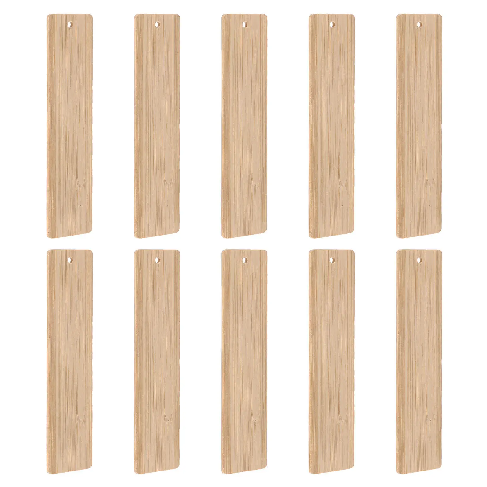 10Pcs Blank Bamboo Bookmark DIY Unfinished Hanging Tag for Keychain Wine Bottle Wall Tree Ornament Classroom Board Craft Project