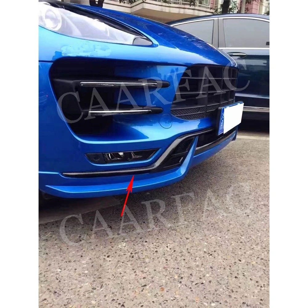 Carbon Fiber Front Bumper Middle Trunk Trim Decoration For Porsche Macan Turbo 2014-2018 Air Knife Strip Car Styling