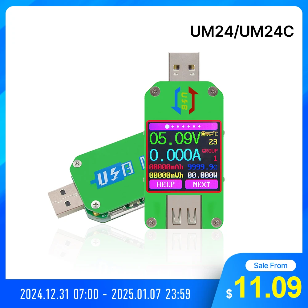 RD UM24 UM24C  APP USB 2.0 LCD Display Voltmeter ammeter battery charge voltage current meter multimeter cable measure Tester