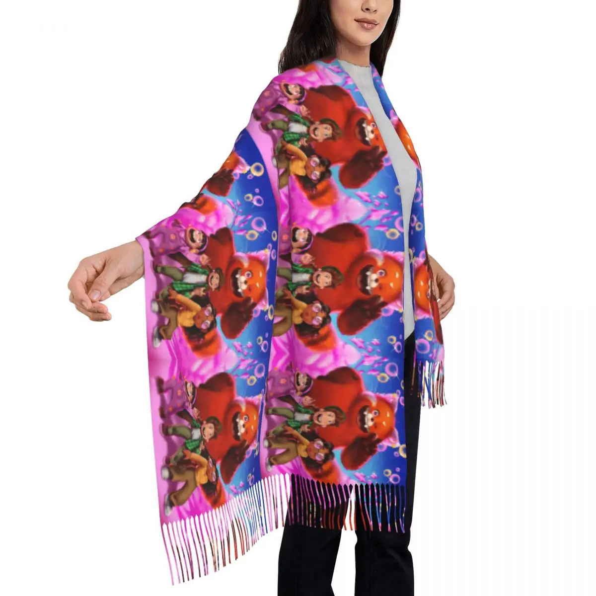 Custom Turning Red Panda Tassel Scarf Women Soft Shawl Wrap Lady Winter Scarves