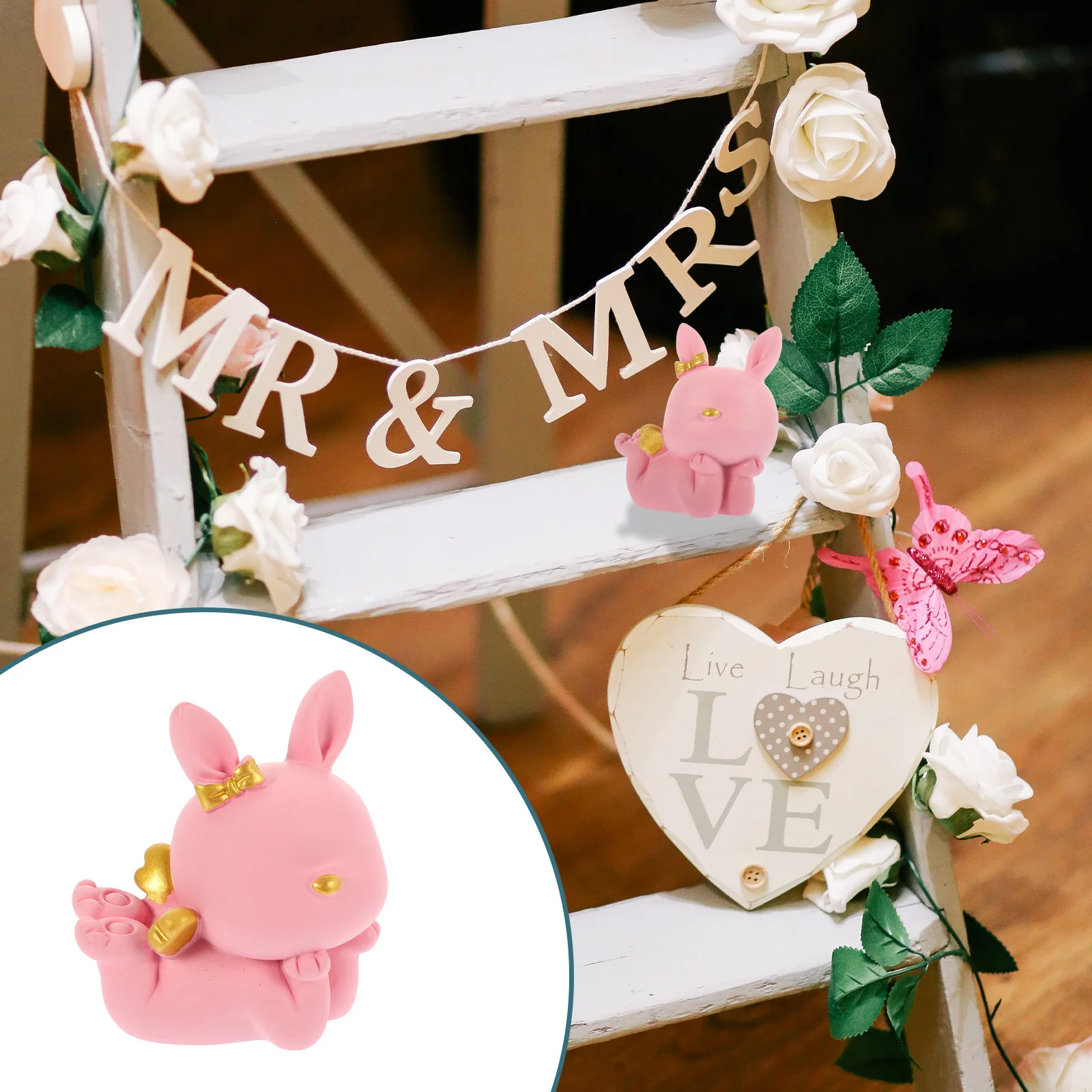 

Cartoon Rabbit Resin Zodiac Desktop Ornament Small Micro Landscape Bunny Decoration Resin Craft Miniature Micro Landscape Bunny