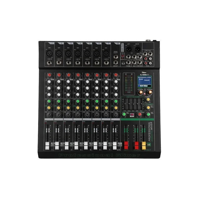 Xtuga XM8 New arrivals 18 DSP Dynamic Color Screen Professional Audio Mixer Console 8 Channel