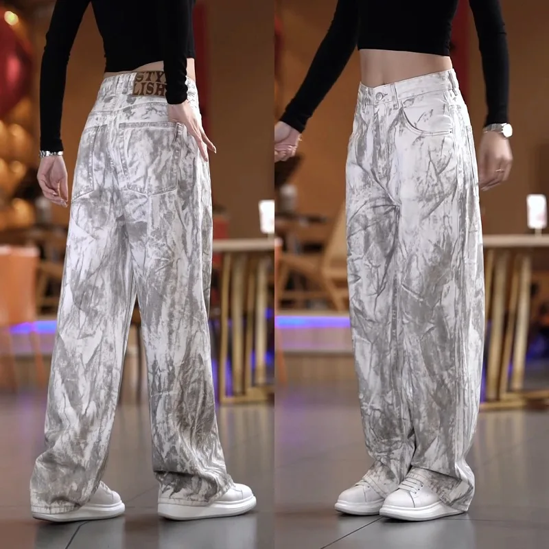 

Свободные прямые джинсы, повседневные, модные, весна-лето, из хлопкового денима, без стрейча, износостойкие, широкие брюки