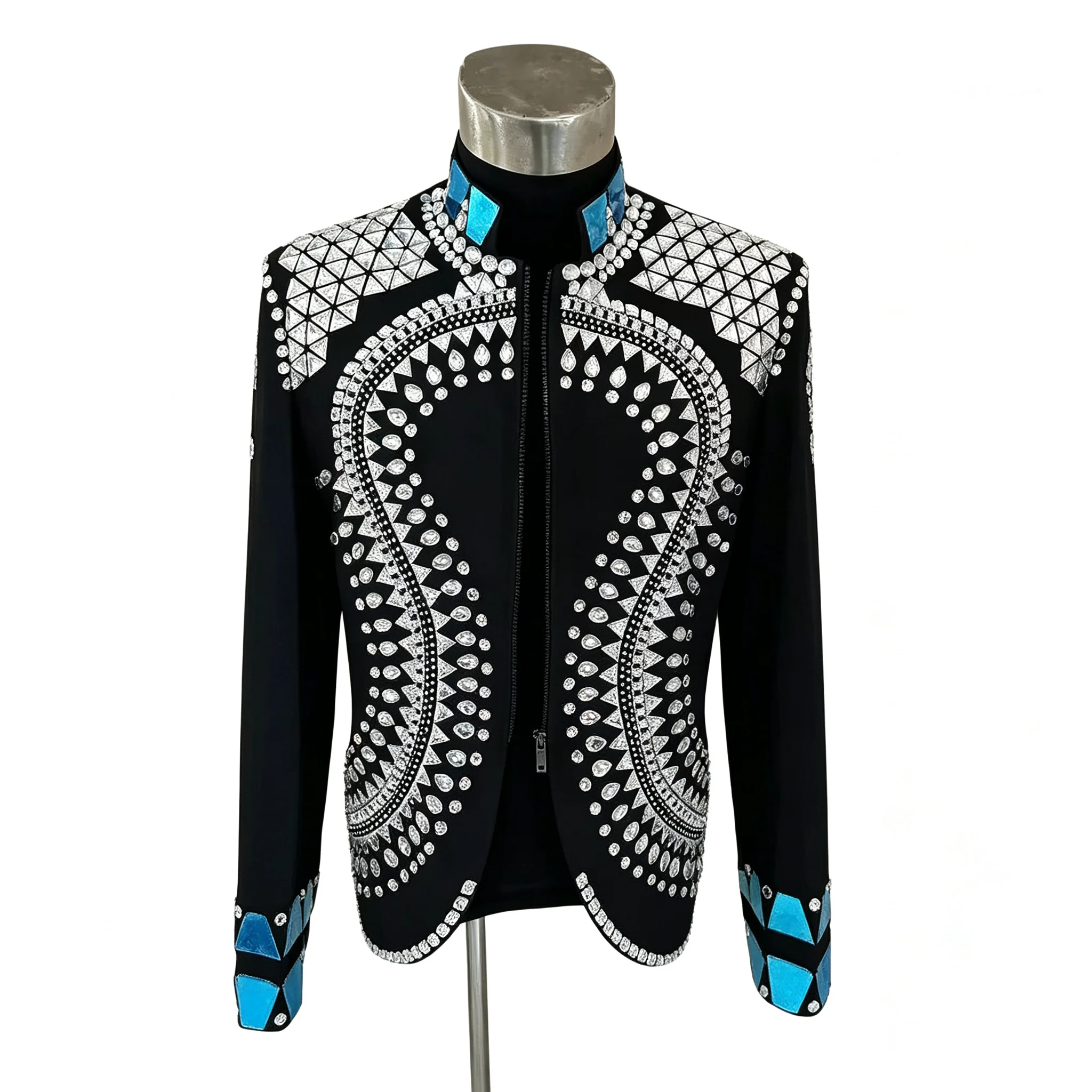 Men's Sparkly Rhinestone Patterns Performance Jacket Banquet Party Clubwear Stage Show Jacket