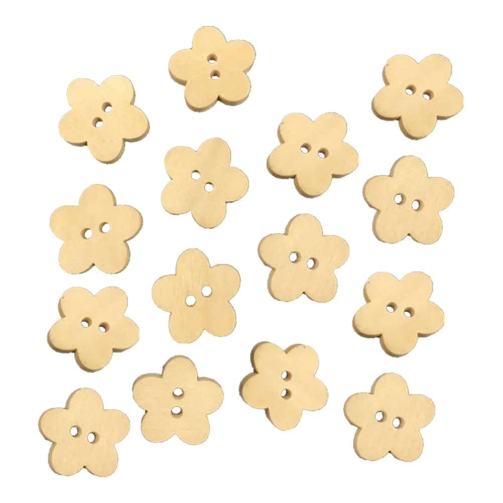 

100 Pcs Buttons Decorative Flower DIY Two Holes Diy Buttons Bamboo Scrapbooking Sewing Craft Clothes Accessories
