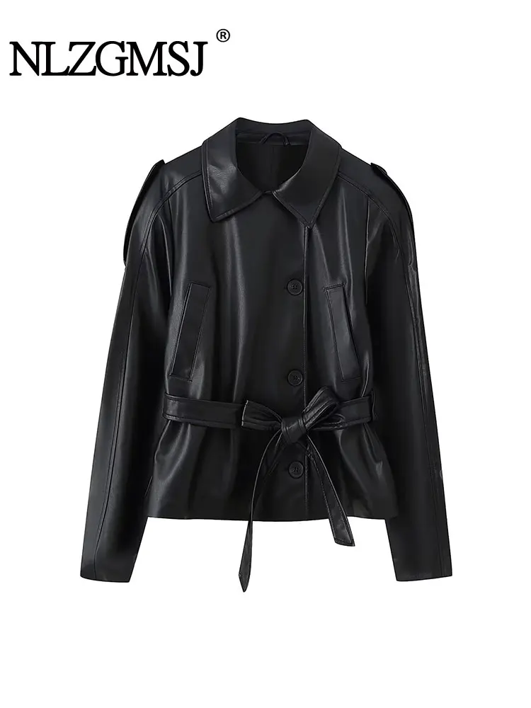 

Nlzgmsj Autumn Jackets For Women Fashion Imitation Leather Short Coat Top Jacket Casual Street Style New Outerwears ﻿