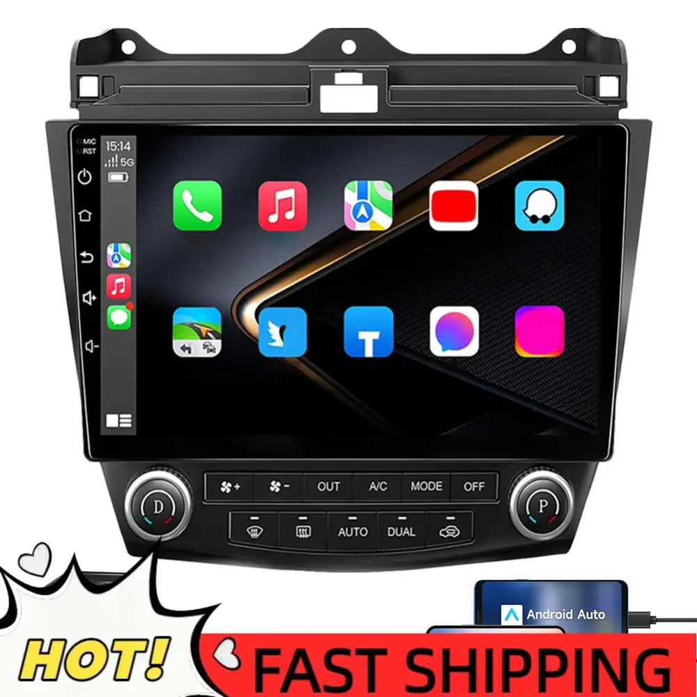 

10,1-дюймовый автомобильный стерео радиоприемник, беспроводной CarPlay Android Auto, автомобильный радиоприемник с GPS, Wi-Fi, BT FM, Android 13 для Honda Accord 7 03-07