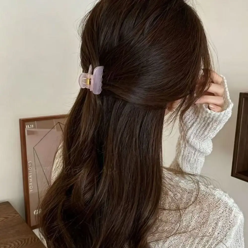3PCS Acrylic Small Hair Claw Solid Color Jelly Color Jelly Color Clamp Mini Size Lightweight French Style Hairpin Daily Wear
