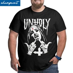 Men Rock Satanic Nun Tattoos Unholy Devil T Shirts Pure Cotton Clothing Vintage Crew Neck Big Tall Tees Big Size 5XL 6XL T-Shirt