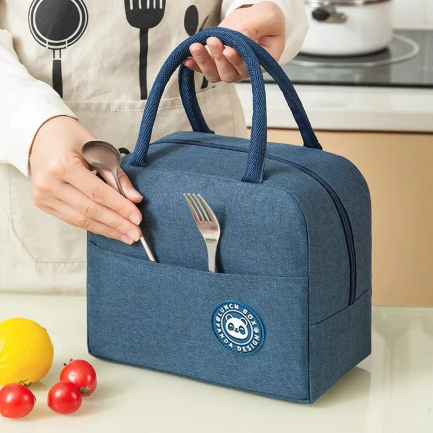 Portable Lunch  Lunch Box Thermal Insulated Canvas Tote Pouch  School Bento Portable Dinner Container Picnic Food