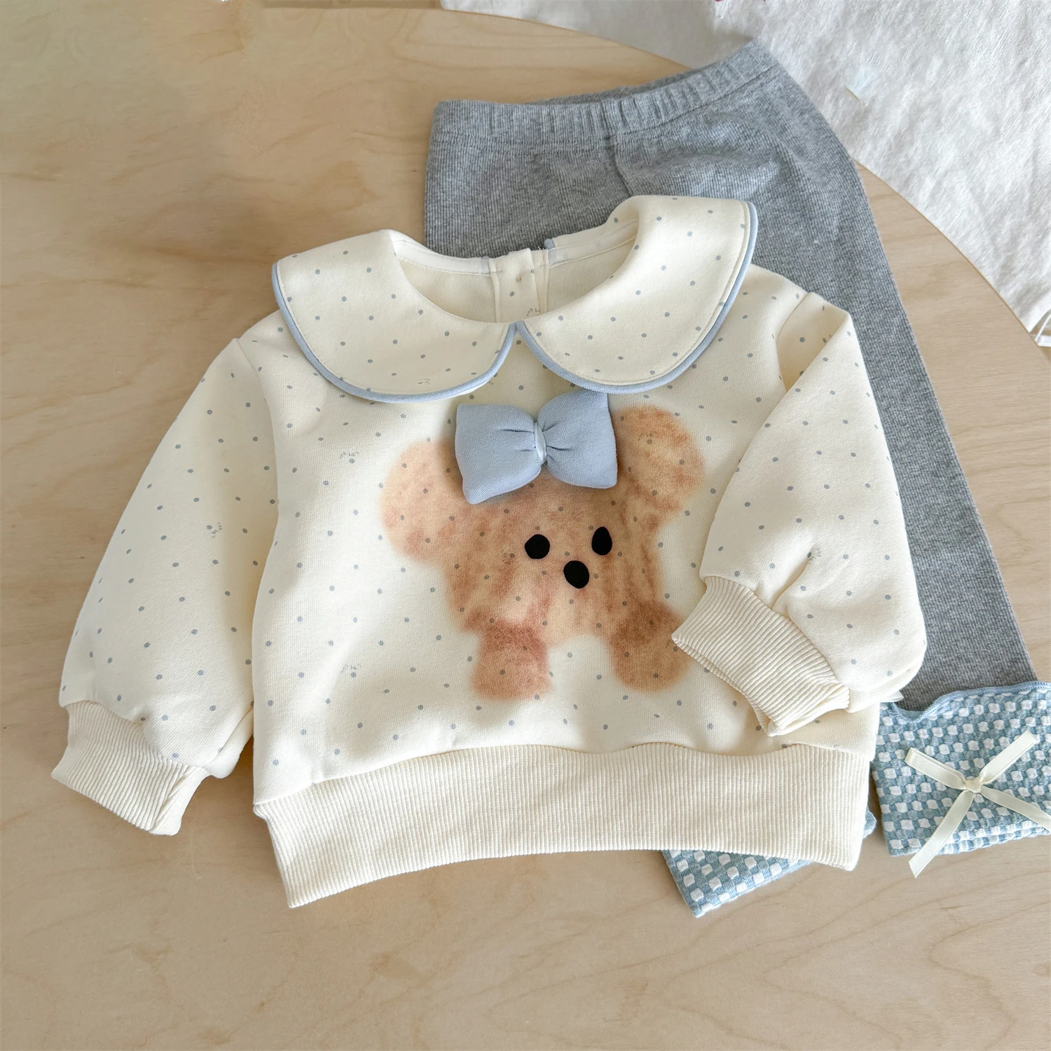 outono-meninas-conjunto-de-moletom-padrao-dos-desenhos-animados-bolinhas-manga-longa-topo-elastico-fino-xadrez-emenda-calcas-inferiores-2-pecas-conjunto