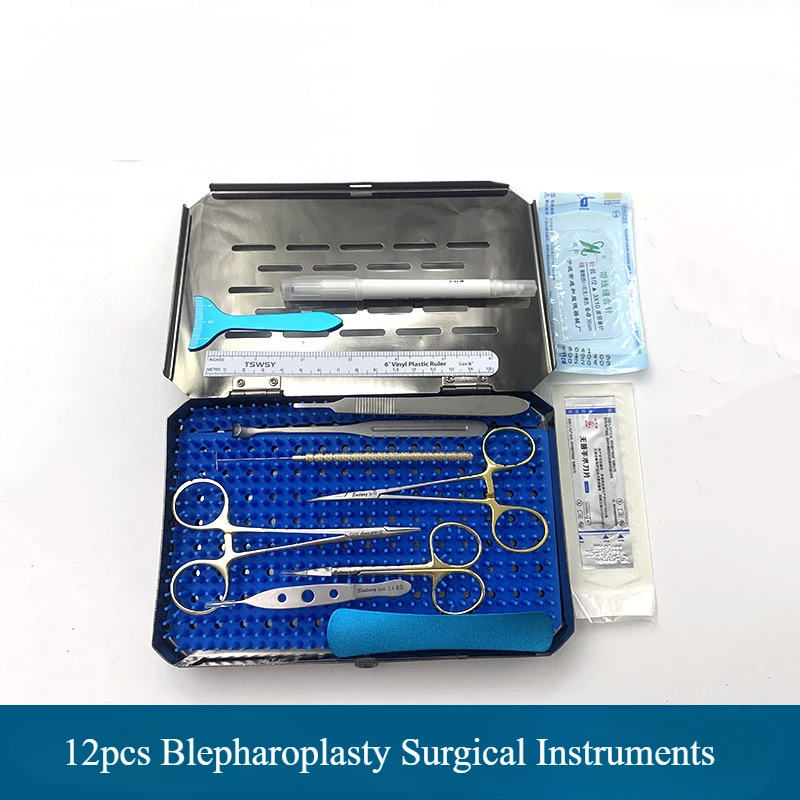 Ensemble d'instruments chirurgicaux pour sapharoplastie, boîte de livraison d'instruments, outil de blanchiment des paupières, 13 pièces