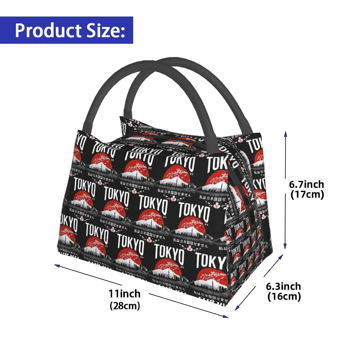 Tokyo - I Don't Speak Japanese White Version Insulated Lunch Bag for Women Bento Storage Food Boxes Portable Thermal Lunch Box