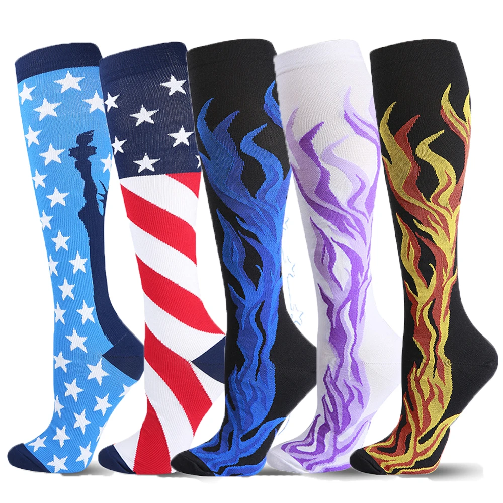 

MOJITO 1 Pair Medical Compression Socks Men Women Nylon Flame Original Design Running Sports Socks for Varicose Veins