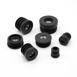 4/8/12/20Pcs Round Plastic Pipe Plugs With M6 M8 M10 Nut Hole Black Pipe Cover Furniture Leg Feet Tube Blanking End Inserts Caps