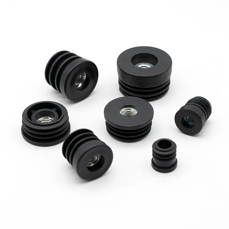 4/8/12/20Pcs Okrągłe plastikowe zatyczki do rur z nakrętką M6 M8 M10 Otwór Czarna osłona rury Nogi meblowe Stopki Rura zaślepiająca Wkładki końcowe Zaślepki