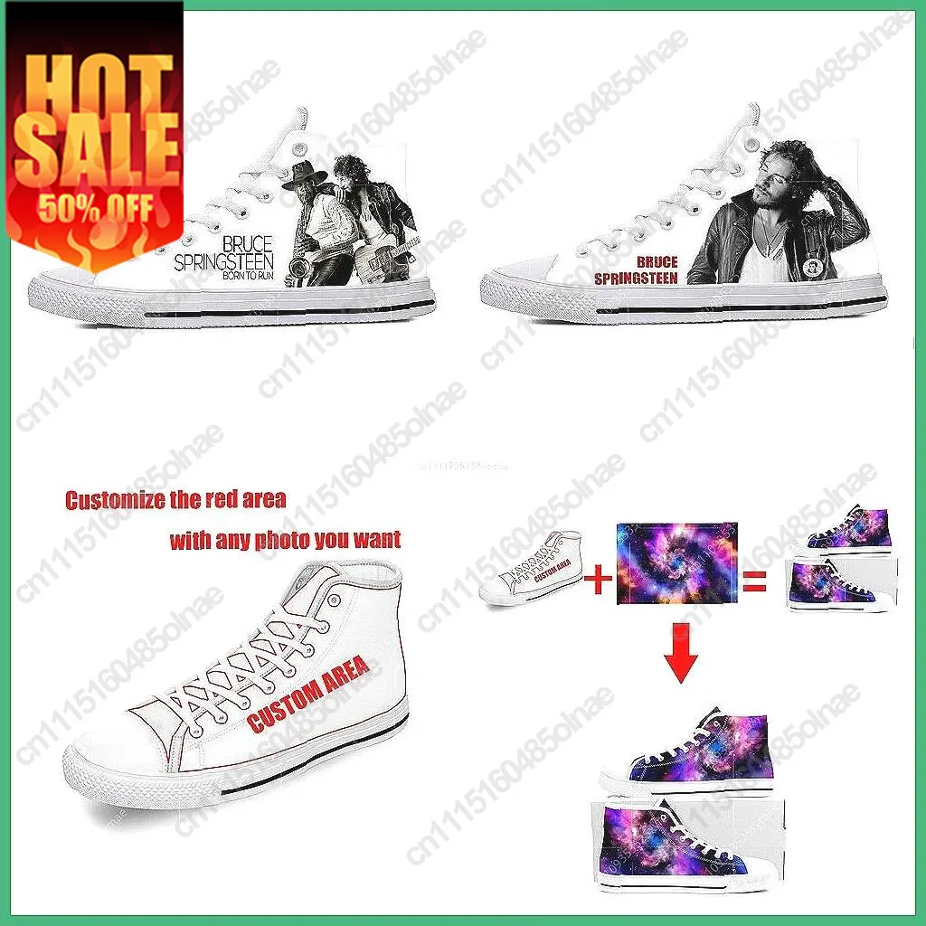 Born To Run 3D Print High Top Sneakers, Lightweight Canvas Running Shoes For Men Women Teens
