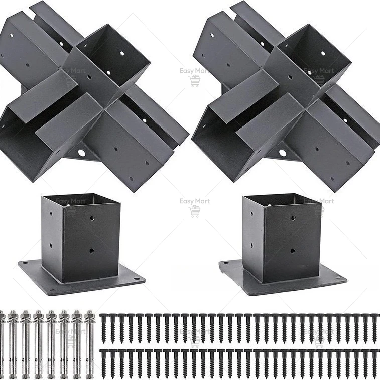 Bestseller Outdoor Pergola Bracket 4 × 4 6 × 6 Corner Bracket, Pergola Bracket, Steel and Wood Combination