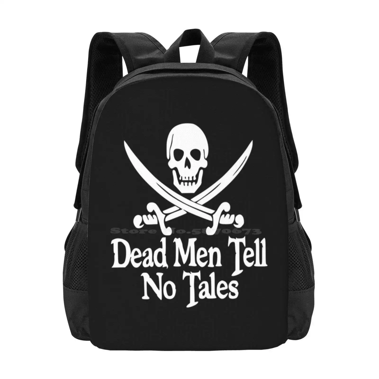 Pirates Skull Crossed Swords Dead Men Tell No Tales - White Hot Sale Backpack Fashion Bags Dead Men Tell No Tales Skull Crossed