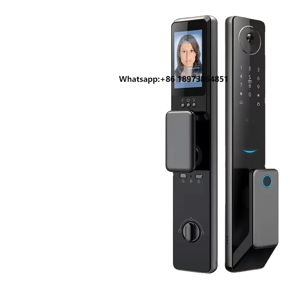 

Video Intercom Palm Vein 3D Face Recognition Smart Wood Door Lock APP Android Controlled Key Card Cloud Data Storage for Home