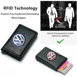 Rfid Credit Card Holder Men Wallets Bank Cardholder Leather Wallets For Volkswagen VW Rline Beetle Touareg Tiguan Touran CC