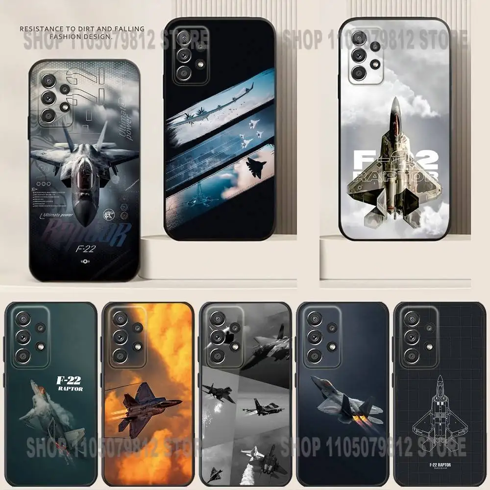 

Phone Case For Samsung S24,21,22,23,30,Ultra,20,Plus,Note,10,9,Fighter Plane Poster F-22 raptor Black soft silicone case