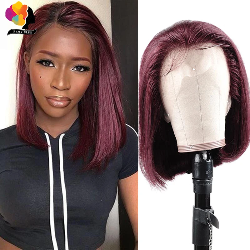 Burgundy Bob Wig Lace Front Human Hair Wigs Pre-Plucked 13x4 Lace Frontal Wig 99J Red Blonde Colored Straight Human Hair Wigs