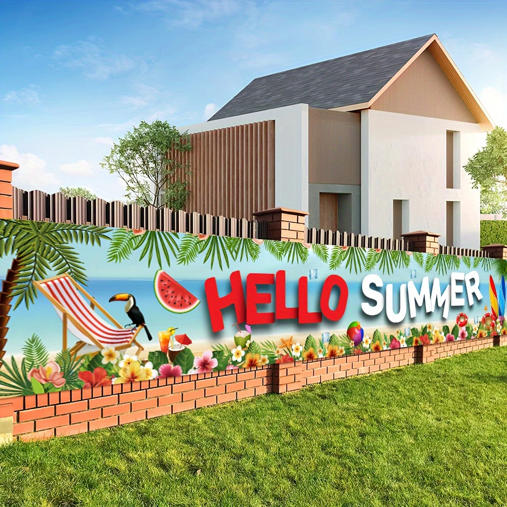 Willkommen Sommer Thema Party Dekoration Hintergrund Flagge, Blatt Blumenmuster Hawaii Beach Party Dekoration Lieferungen