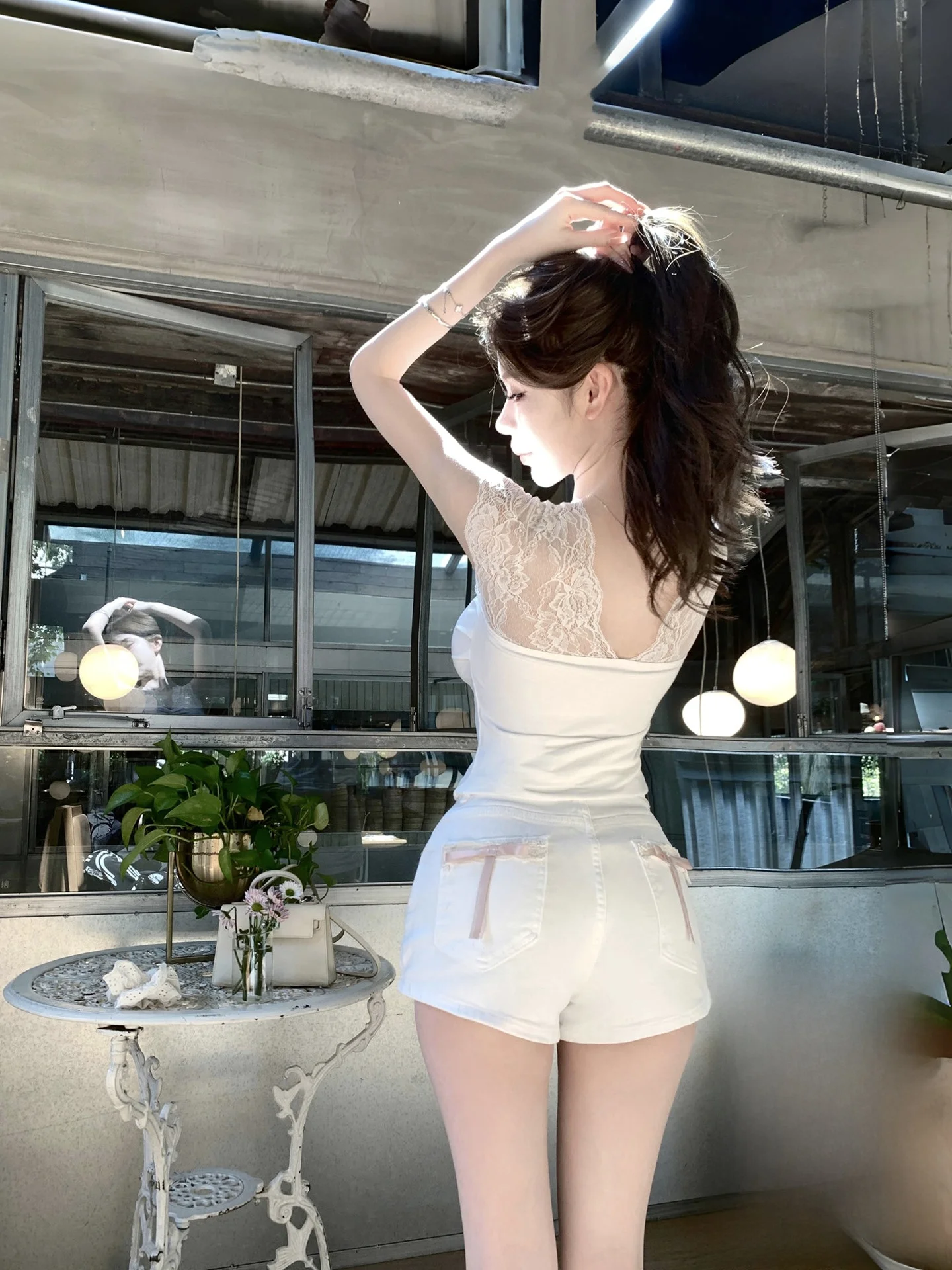 

Джинсы-шорты Kubiliv с завышенной талией, укороченные, с укороченным низом и эффектом потертости, белые, простые, летние, повседневные, женские