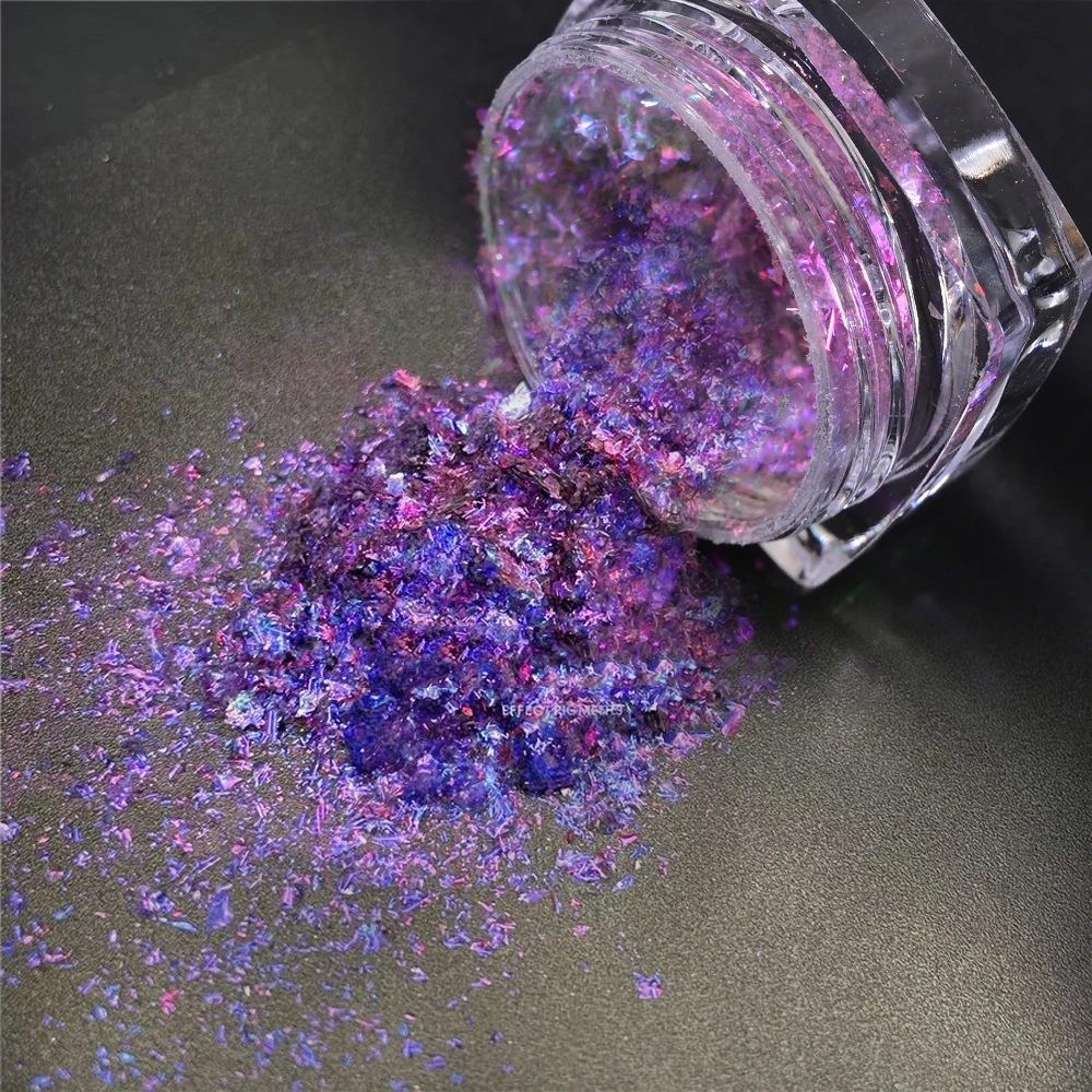 1jar Rainbow Mermaid Opal Pigment Nail Sequin Glitter Shiny Transparent Nail Powder Acrylic Powder Nail Decor For Music Festival