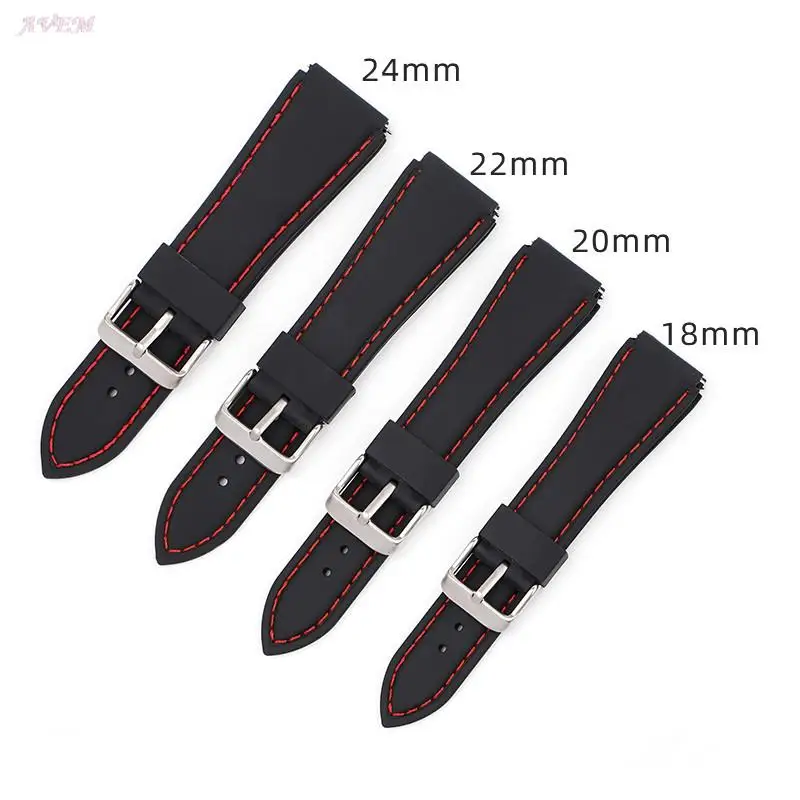 コネクテッドウォッチ用防水シリコンストラップ,Huawei gt 2およびSamsungGalaxy Watch 4および5 pro用ユニバーサルバンド,18mm, 20mm, 22mm, 24mmクイックリリース